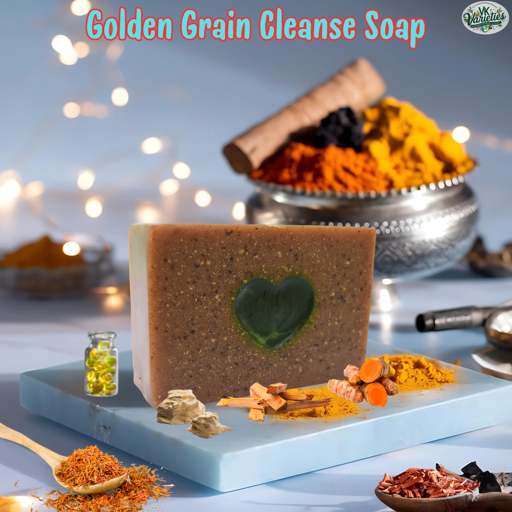 Golden Grain Cleanse Soap_VK Varieties_ Gentle Exfoliating Soap